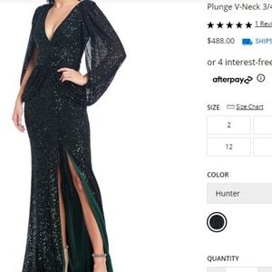 Dark Green Sequin Evening Gown